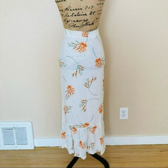 Urban Outfitters Selma Linen Ruffle Button Maxi Skirt Size XS - Picture 7 of 16